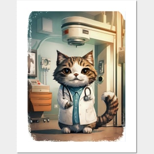 Cute radiologist cat Posters and Art